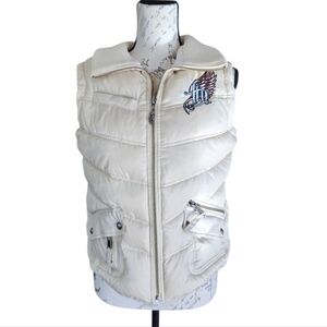 Harley-Davidson Ivory Zip Quilted Puffer Vest M